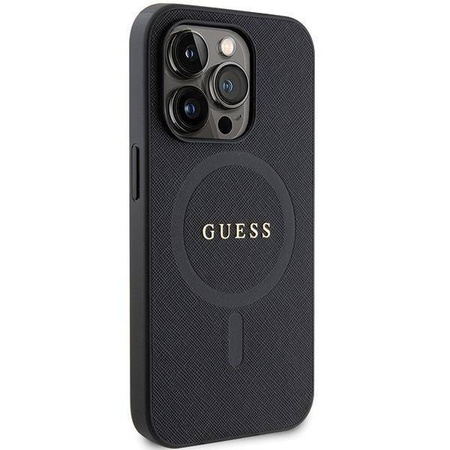 Original Case IPHONE 14 PRO MAX Guess Hardcase Saffiano MagSafe (GUHMP14XPSAHMCK) black