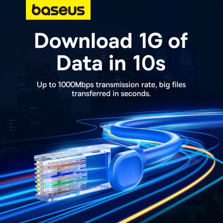 Baseus High Speed ​​​​Cat 6 RJ-45 Ethernet-Kabel 1000 Mbit/s 0,5 m rund – blau