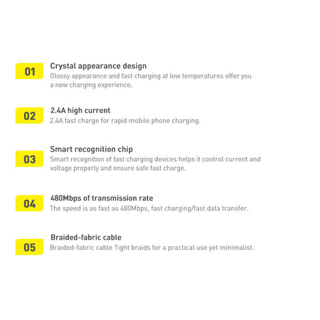 Baseus Crystal Shine Series Fast Charging Data Cable USB to iP 2.4A 2m Blue