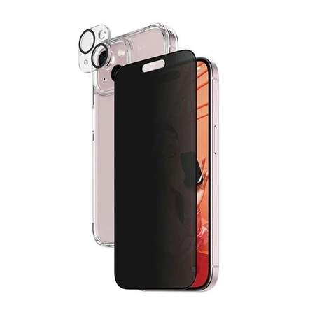 PanzerGlass Privacy Bundle 3in1 transparente Hülle + Sichtschutzglas + Kameraschutz für iPhone 15 Plus