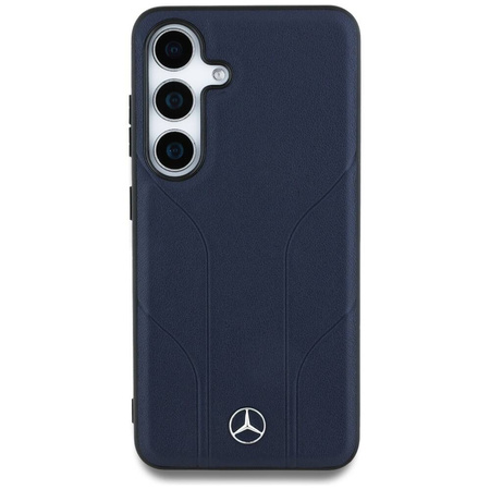 Schutzhülle SAMSUNG GALAXY S25 Mercedes AMG Hardcase Leather Debossed Lines MagSafe navy blau