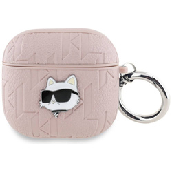 Original Case APPLE AIRPODS 4 Karl Lagerfeld Cover Monogram Choupette Head pink
