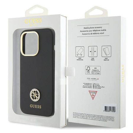 Oryginalne Etui APPLE IPHONE 15 PRO MAX Guess Hardcase Silicone Logo Strass 4G (GUHCP15XM4DGPK) czarne