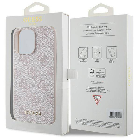Etui Guess 4G Metal Gold Logo na iPhone 15 Pro Max - różowe