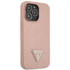 Original Handyhülle IPHONE 14 PRO Guess Hardcase Saffianotriangle Logo (GUHCP14LPSATLP) rosa