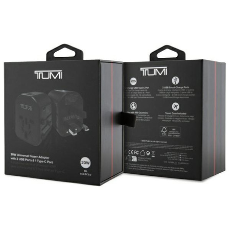 TUMI TUTA20WMSLK Travel Adapter 20W       USB-C / 2xUSB-A czarny/black