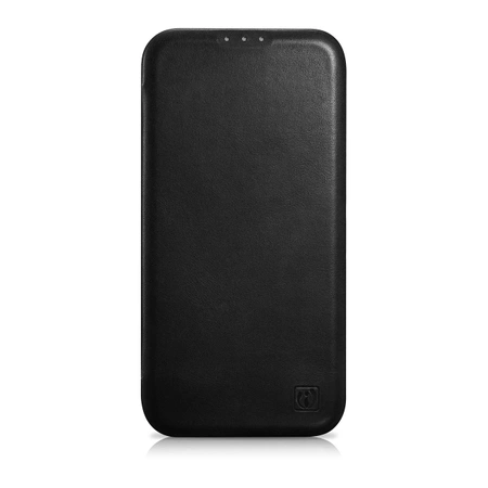 iCarer CE Oil Wax Premium Leather Folio Case skórzane etui iPhone 14 Plus z klapką magnetyczne MagSafe czarny (AKI14220707-BK)