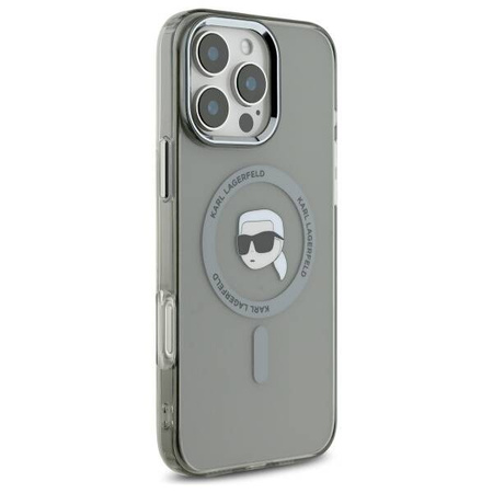 Karl Lagerfeld nakładka do iPhone 16 Pro 6,3" KLHMP16LHLSKIK czarna Hardcase IML Metal Karl Head MagSafe
