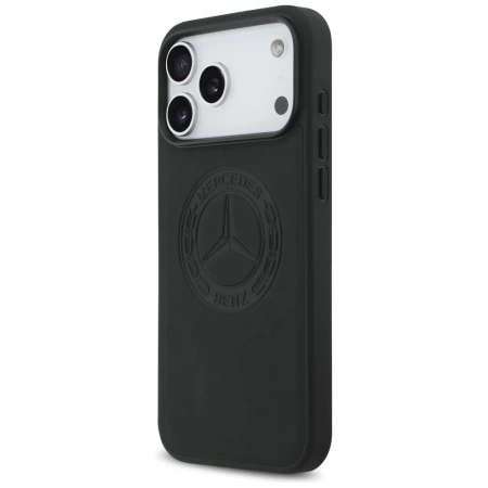 Mercedes Leather Vintage Logo MagSafe Case for iPhone 17 Pro Max - Black