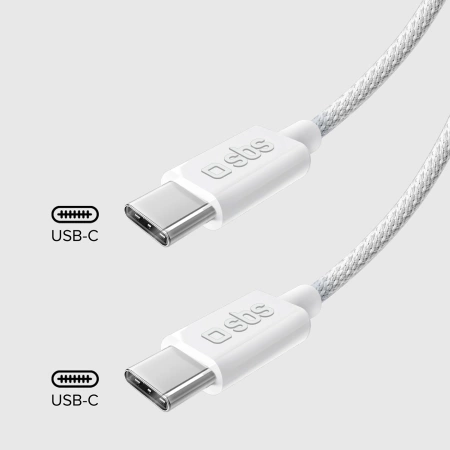 Kabel SBS TECABLETISSUETCCG USB-C - USB-C 1,5m 60W w oplocie - szary
