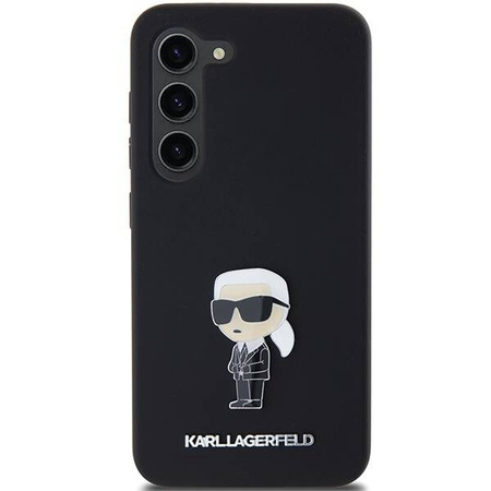 Oryginalne Etui KARL LAGERFELD hardcase Silicone Ikonik Metal Pin KLHCS24SSMHKNPK do Samsung Galaxy S24 czarny