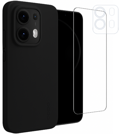 Etui do Oppo Reno 13 Pro czarne + Szkło na ekran + Szkło na aparat