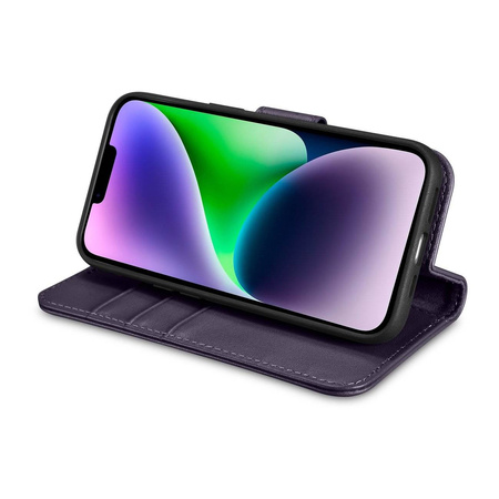 iCarer Wallet Case 2in1 case iPhone 14 Plus Leather Flip Cover Anti-RFID dark purple (WMI14220727-DP)