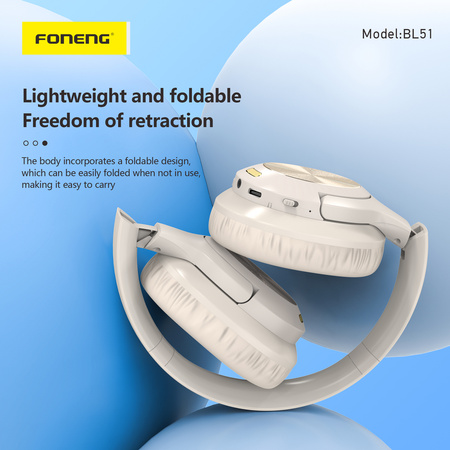 Foneng Słuchawki bluetooth BL51 (ANC + ENC) beżowe