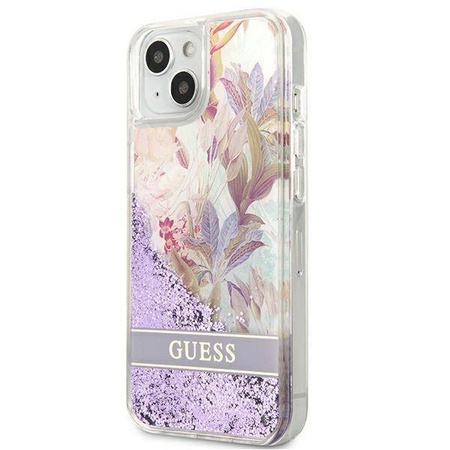 Guess GUHCP13SLFLSU iPhone 13 mini 5,4 "violett / lila Hardcase Flower Liquid Glitter