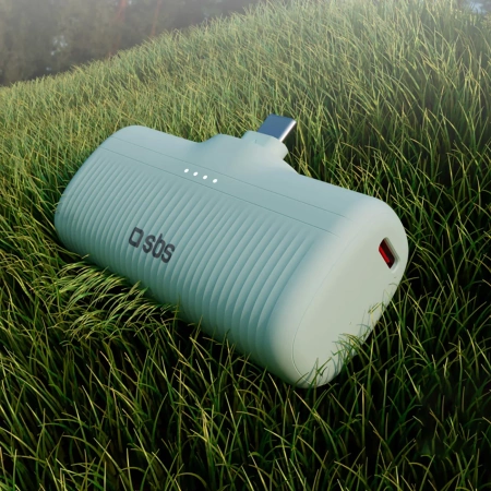 SBS EcoPower 5000 mAh 10W Powerbank mit integriertem USB-C-Anschluss - Grün