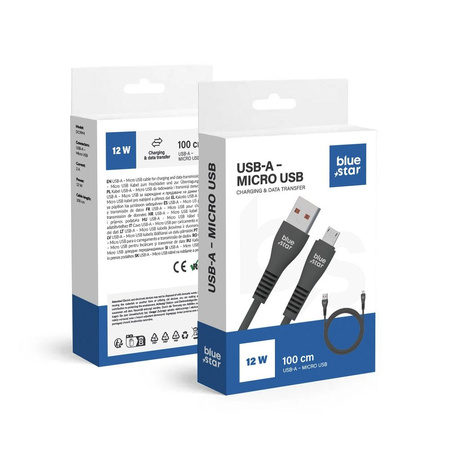 BLUE STAR kabel USB A do Micro USB 2A 12W DC99M 1 m czarny