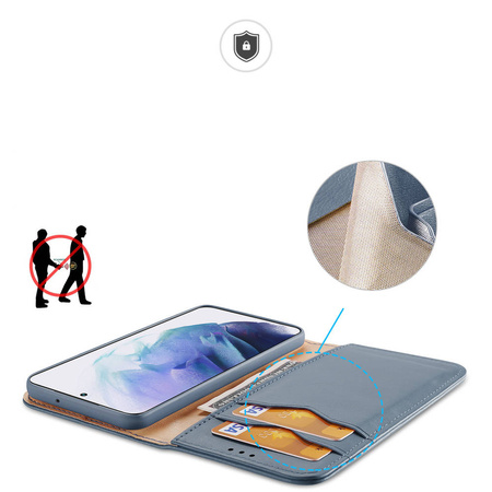 Dux Ducis Hivo Genuine Leather Bookcase type case for Samsung Galaxy S22+ (S22 Plus) blue