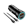 BLUE STAR ładowarka samochodowa 3A 25W Typ C + USB A + kabel Typ C do Lightning PD QC3.0 AFC PPS czarna