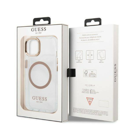 Guess GUHMP13MHTRMD iPhone 13 6.1 "Gold / Gold Hartschalenetui Metal Outline Magsafe