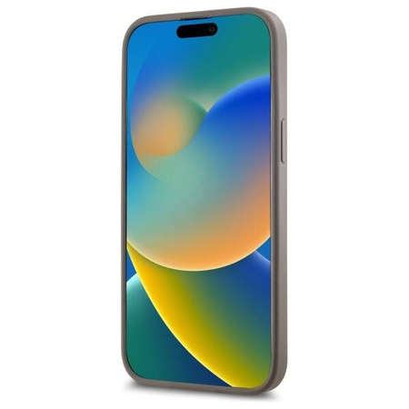 Original Handyhülle IPHONE 14 PRO MAX DKNY Hardcase Leather Checkered Mono Pattern MagSafe (DKHMP14XPCPVSLE) beige