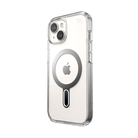Speck Presidio Perfect-Clear ClickLock & Magsafe - Etui iPhone 15 / iPhone 14 / iPhone 13 (Clear / Chrome Finish / Serene Silver)