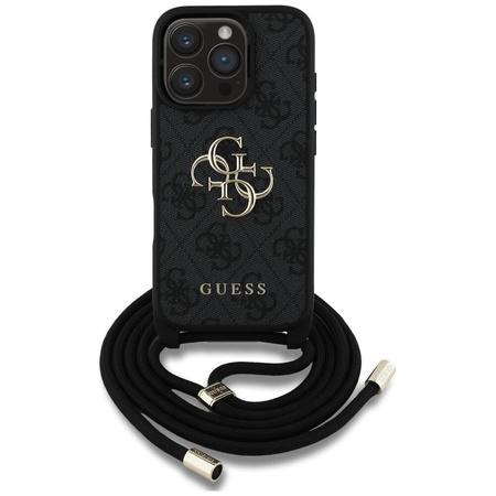 Oryginalne Etui IPHONE 16 PRO Guess 4G Big Logo Cord Stap Crossbody czarne
