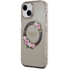 Guess IML Flowers Wreath MagSafe Hülle für iPhone 15 / 14 / 13 – Schwarz