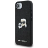 Karl Lagerfeld Fixed Glitter Karl&amp;Choupette Heads Metal Pin iPhone 16e Case - Black