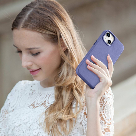 iCarer Case Leather genuine leather case for iPhone 14 Plus hellviolett () (MagSafe compatible)
