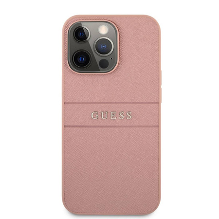 Oryginalne Etui IPHONE 13 PRO MAX 6,7" Guess Hardcase Saffiano Stripe GUHCP13XPSASBPI różowe