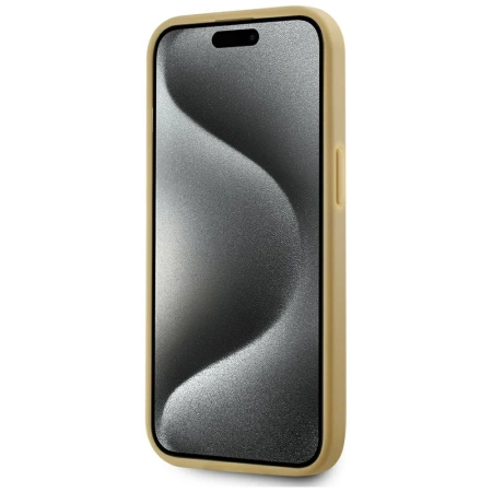 Etui Karl Lagerfeld Wrinkled Metal Signature na iPhone 15 - złote