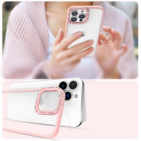 Kingxbar Sparkle Series Hülle iPhone 13 Pro Max mit Kristallen Rückseite rosa