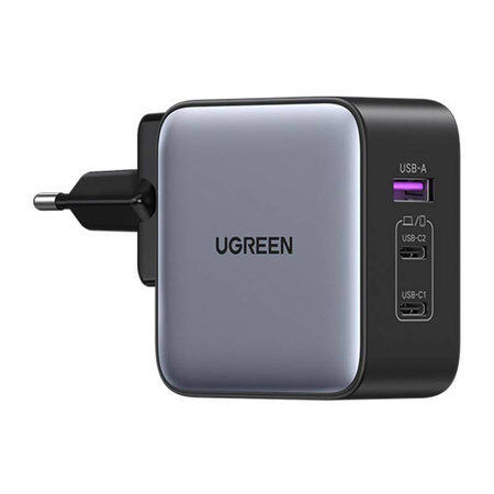 Ugreen szybka ładowarka sieciowa GaN USB / 2xUSB C 65W adapter wtyczka EU / UK / US czarna (CD296)