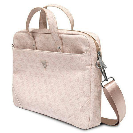 Original Case LAPTOP 16" Guess Saffiano 4G Hot Stamp Triangle Logo pink