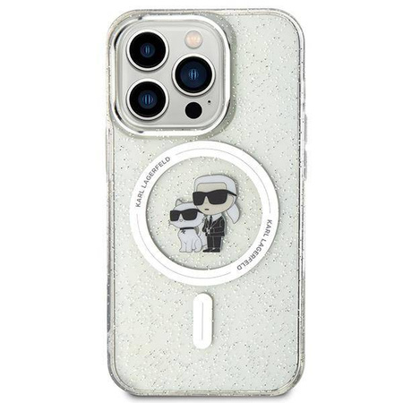 Karl Lagerfeld Karl&amp;Choupette Glitter MagSafe case for iPhone 15 Pro - transparent