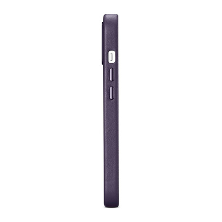 iCarer Case Leather pokrowiec etui z naturalnej skóry do iPhone 14 Plus ciemnofioletowy (kompatybilne z MagSafe)