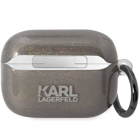 Karl Lagerfeld KLAP2HNKCTGK Airpods Pro 2 Hülle schwarz/schwarz Gliter Karl&amp;Choupette