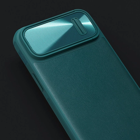 Nillkin CamShield Leather S Case iPhone 14 Plus Hülle mit Kameraabdeckung grün