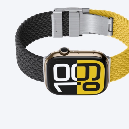 Set of 2 AmazingThing Blend Band for Apple Watch 45/46/49mm - Yellow-Black/Black