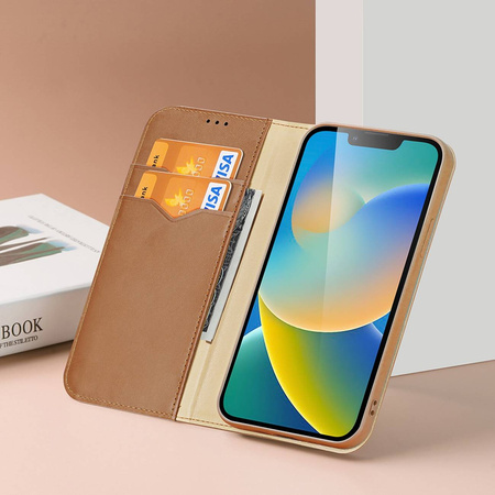Dux Ducis Hivo echt Leder booktype case schutzhülle aufklappbare hülle für iPhone 14 Plus rot