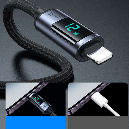 Lightning Kabel - USB A 2,4 A 1,2 m mit LED-Anzeige Joyroom S-AL012A16 - Schwarz