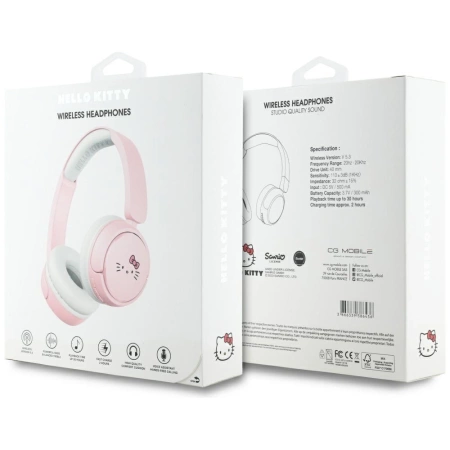 Słuchawki nauszne Hello Kitty Face Logo Bluetooth - różowe