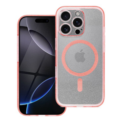Futerał CLEAR MAG COVER z ochroną aparatu kompatybilny z MagSafe do IPHONE 16 pink glitter