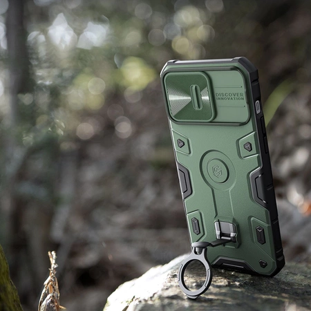 Nillkin CamShield Armor Pro Hülle iPhone 14 Pro Hülle gepanzerte Abdeckung Standring schwarz