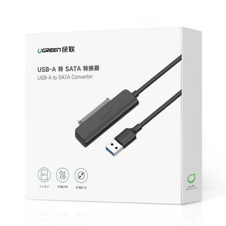 Ugreen adapter przejściówka dysku HDD SSD 2,5'' SATA III 3.0 - USB 3.2 Gen 1 (SuperSpeed USB 5 Gbps) czarny (70609 CM321)