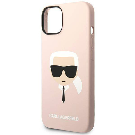 Original Handyhülle IPHONE 14 PLUS Karl Lagerfeld Hardcase Silicone Karl`s Head Magsafe hell-pink