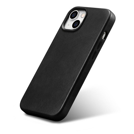 iCarer Case Leather genuine leather case for iPhone 14 schwarz (WMI14220701-BK) (MagSafe compatible)