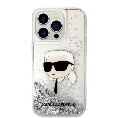 Karl Lagerfeld Liquid Glitter NFT Karl's Head - Etui iPhone 14 Pro Max (srebrny)