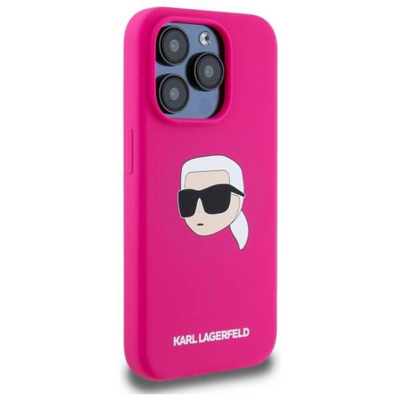 KARL LAGERFELD futerał do IPHONE 15 Pro kompatybilny z MagSafe KLHMP15LSKHPPLF (SIL KL Head Print) fuschia